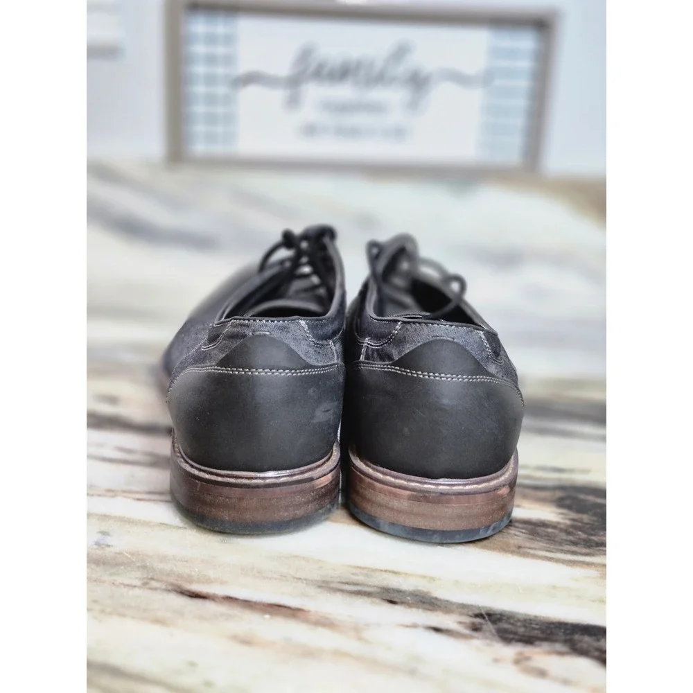 Ashford Hayes Reboot Mens 13M Charcoal Gray Denim Texture Lace Up Dress Shoes